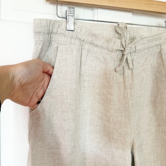 LL Bean Women's Premium Washable Linen Pull-On Pants, Oatmeal size  12 - Picture 8 of 11